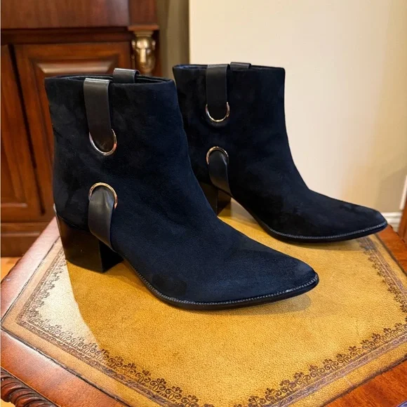Rachel Zoe Black Suede Pearce Ankle Boots Size 9 Heel 2.5” MSRP $398 - Picture 2 of 11